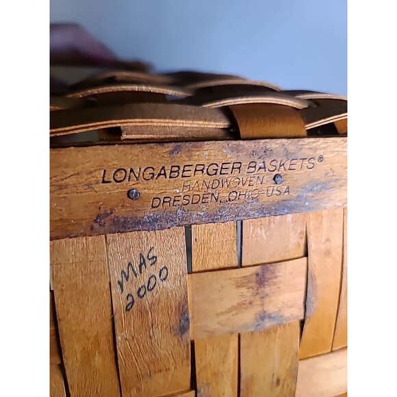 Vintage 2000 Longaberger Handled Basket Medium 10" Diameter X 9" Deep - Picture 2 of 9